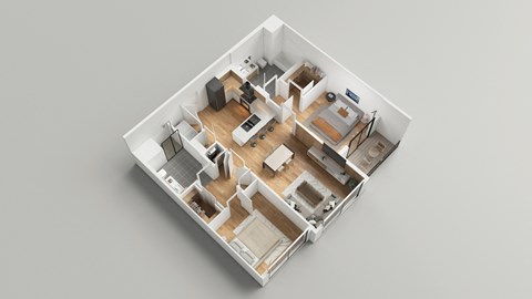 Two bedroom floor plan at The George, Ann Arbor, MI 48104